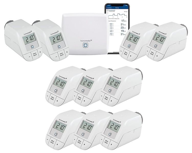 Homematic IP Heizkörperthermostat Bundle Starter Set Heizen + 8x Heizkörper günstig online kaufen