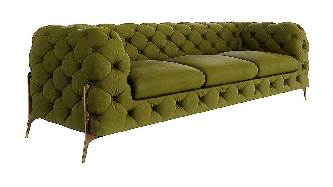 S-Style Möbel Chesterfield-Sofa 3-Sitzer Ashley mit Goldenen Metall Füßen, günstig online kaufen