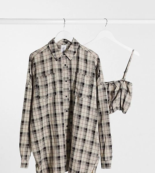COLLUSION – Kariertes Oversize-Hemd mit tief angesetzten Schulternähten, Ko günstig online kaufen