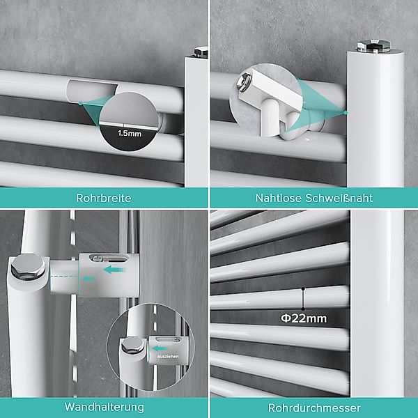 doporro Badheizkörper Mittelanschluss Seitenanschss Handtuchwärmer Röhrenhe günstig online kaufen