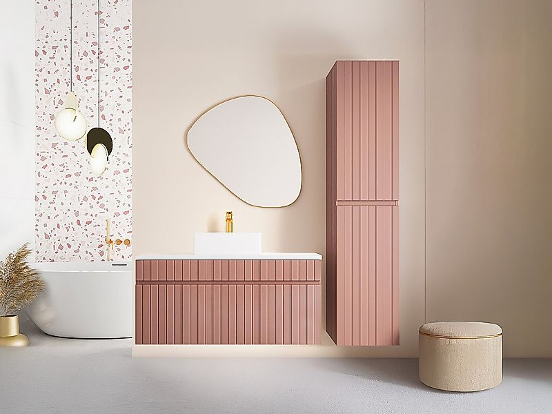 Waschbeckenunterschrank hängend mit Ablagen & Aufsatzwaschbecken - Streifen günstig online kaufen