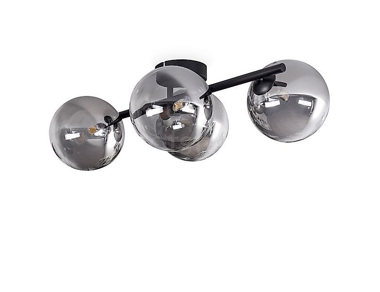 hofstein Deckenleuchte Deckenlampe aus Metall/Glas in Schwarz/Rauchfarben/K günstig online kaufen