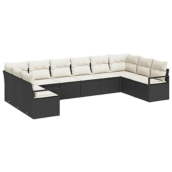 vidaXL Gartensofa-set mit Kissen 10-Tlg Schwarz und Weiß Poly-Rattan 335522 günstig online kaufen