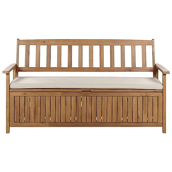 Beliani Gartenbank Heller Holzfarbton Beige Grau 60x160x91 günstig online kaufen