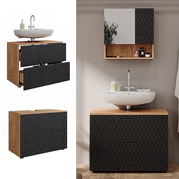 Vicco Waschbeckenunterschrank Irma, Anthrazit mit Wabenstruktur/Anthrazit, günstig online kaufen