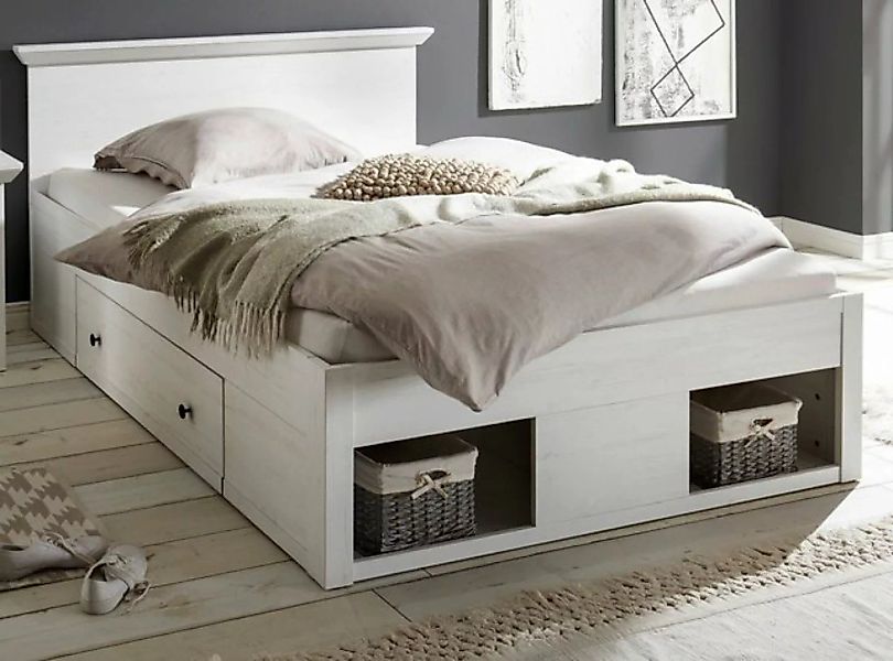 Furn.Design Einzelbett Hooge (Bett in Pinie weiß gekälkt, Liegefläche 140 x günstig online kaufen