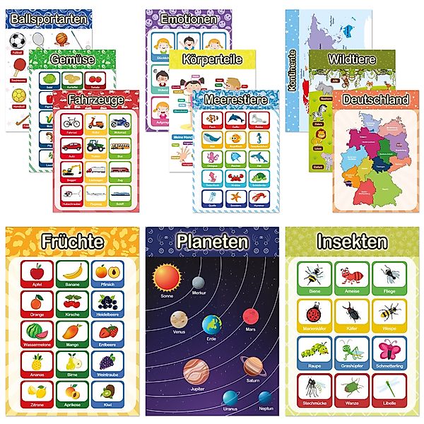 Likarto Poster 12 pädagogische Montessori Lernposter, günstig online kaufen