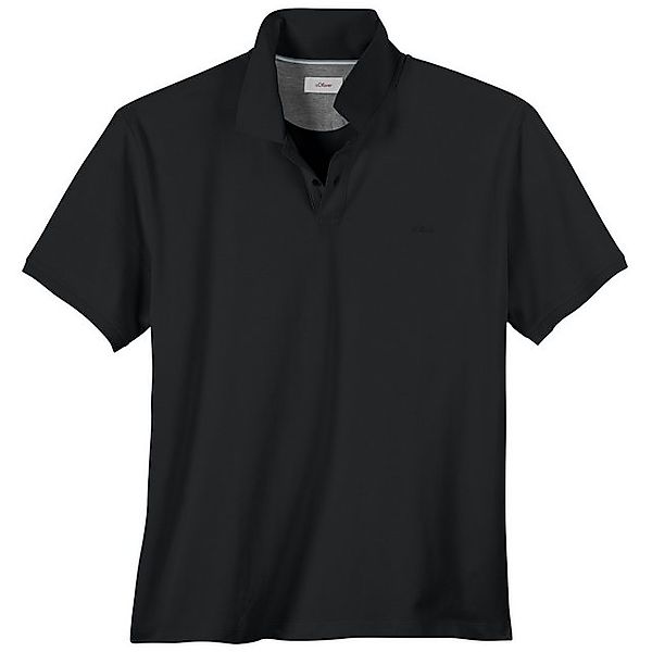 s.Oliver Rundhalsshirt Große Größen Herren Basic Stretch-Poloshirt schwarz günstig online kaufen