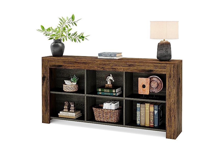 Tribesigns Konsolentisch 160cm rustikaler Holzeingangstisch mit 6 Aufbewahr günstig online kaufen