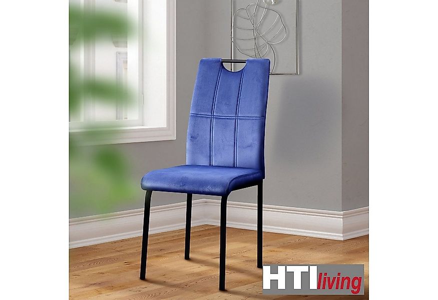 HTI-Living Polsterstuhl Esszimmerstuhl Denton Samt Blau 4er-Set (Set, 4 St) günstig online kaufen