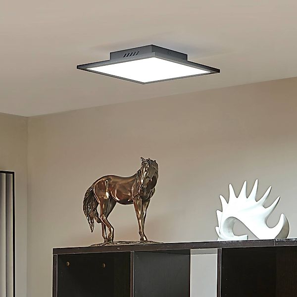 Lindby LED-Panel Lamin, schwarz, 30 cm, CCT, dimmbar, Remote günstig online kaufen