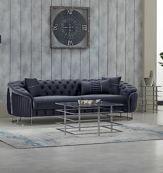 JVmoebel Sofa Polstersofa Couch Dreisitzer Sofa 3 Sitzer Stoffsofa Grau Lux günstig online kaufen