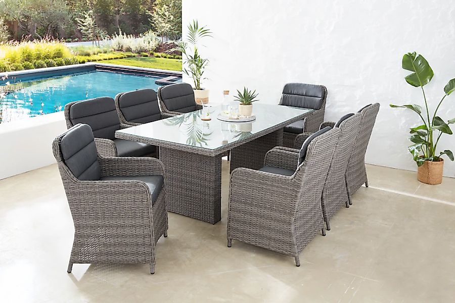 KONIFERA Garten-Essgruppe "Kairo" Set, 8x Sessel, 1x Tisch 200x100x74 cm, i günstig online kaufen