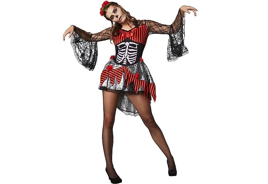 dressforfun Kostüm Frauenkostüm Gruselige Tänzerin, Kurzkleid mit Knochenau günstig online kaufen