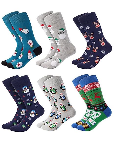 BRUBAKER Socken 6 Paar Herren Weihnachtssocken - Lustige Socken Weihnachten günstig online kaufen