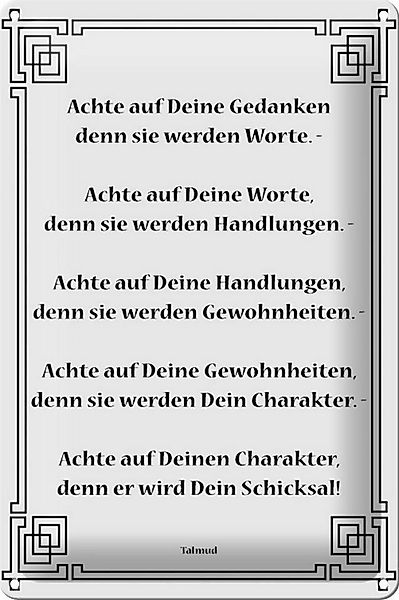 Hebold Metallschild Schild Blech 20x30 cm - Made in Germany - Achte auf dei günstig online kaufen