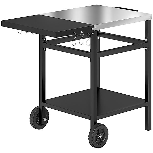 Outsunny Grillwagen mit Edelstahl-Arbeitsplatte und klappbarem Tisch, Outdo günstig online kaufen