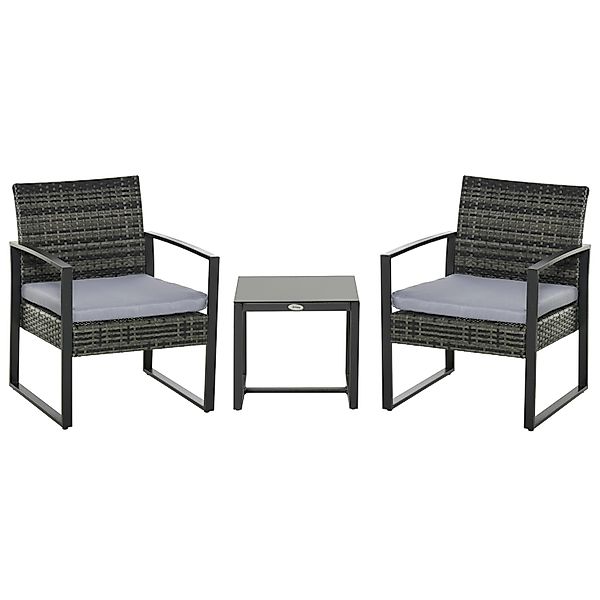 Outsunny Rattan Gartenmöbel Set 3 tlg. Balkonmöbel Set günstig online kaufen