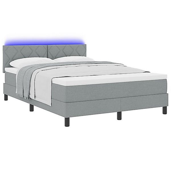 vidaXL Bett Boxspringbett mit Matratze & LED Hellgrau 140x200 cm Stoff (1-t günstig online kaufen