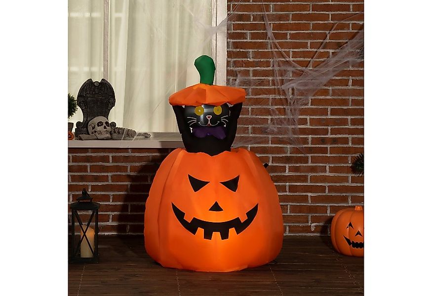 Outsunny LED-Dekofigur Aufblasbar Kürbisgeist mit beweglicher Katze (Hallow günstig online kaufen