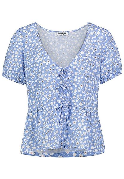 SUBLEVEL Blusenshirt Florales Muster, Schnürdetails, Kurzarm, Offen Lockere günstig online kaufen