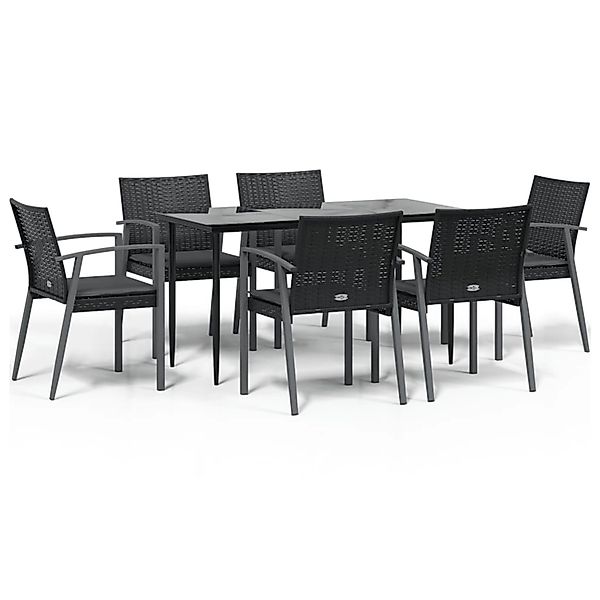 vidaXL 7-Tlg Garten-Essgruppe mit Kissen Poly Rattan und Stahl 3186976 günstig online kaufen