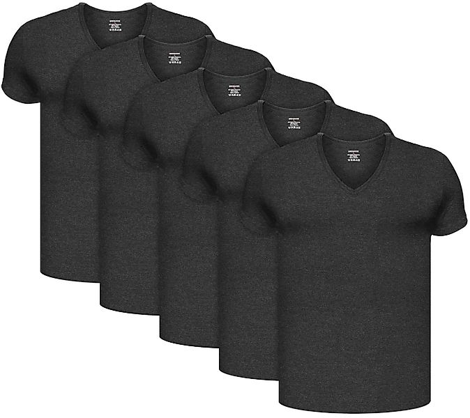 BRUBAKER Unterziehshirt Herren Unterhemd mit V-Neck - Kurzarm Shirt (Set, 5 günstig online kaufen