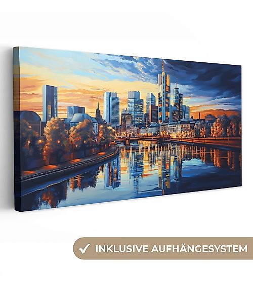 OneMillionCanvasses® Leinwandbild Panorama Sonnenuntergang Frankfurt - günstig online kaufen