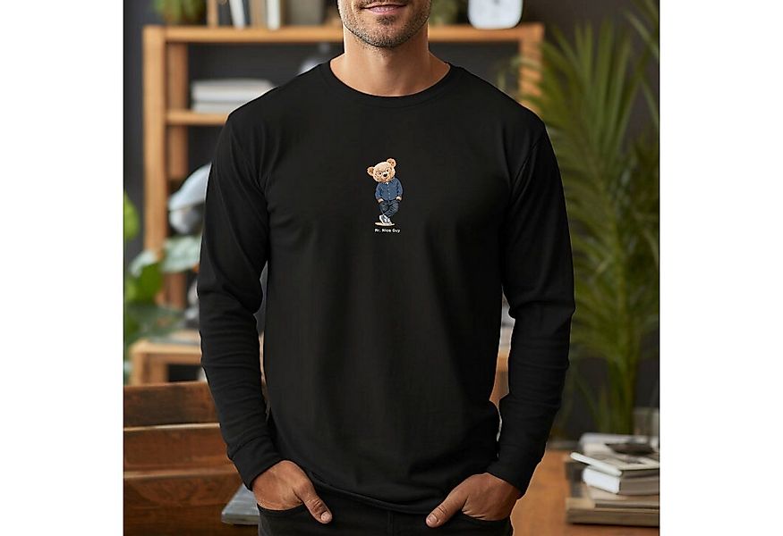 Banco Longsleeve Langarmshirt mit Teddy Druck und Rundhalsauschnitt Größe S günstig online kaufen