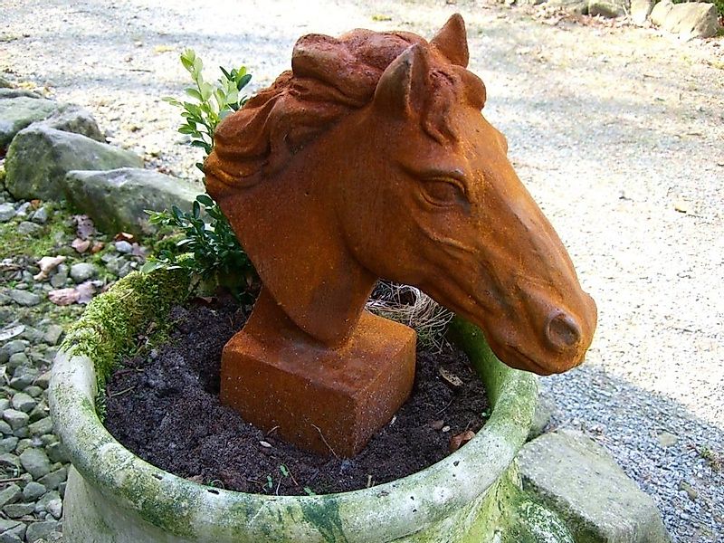 Antikas Gartenfigur Pferdekopf Skulptur für Pfosten günstig online kaufen