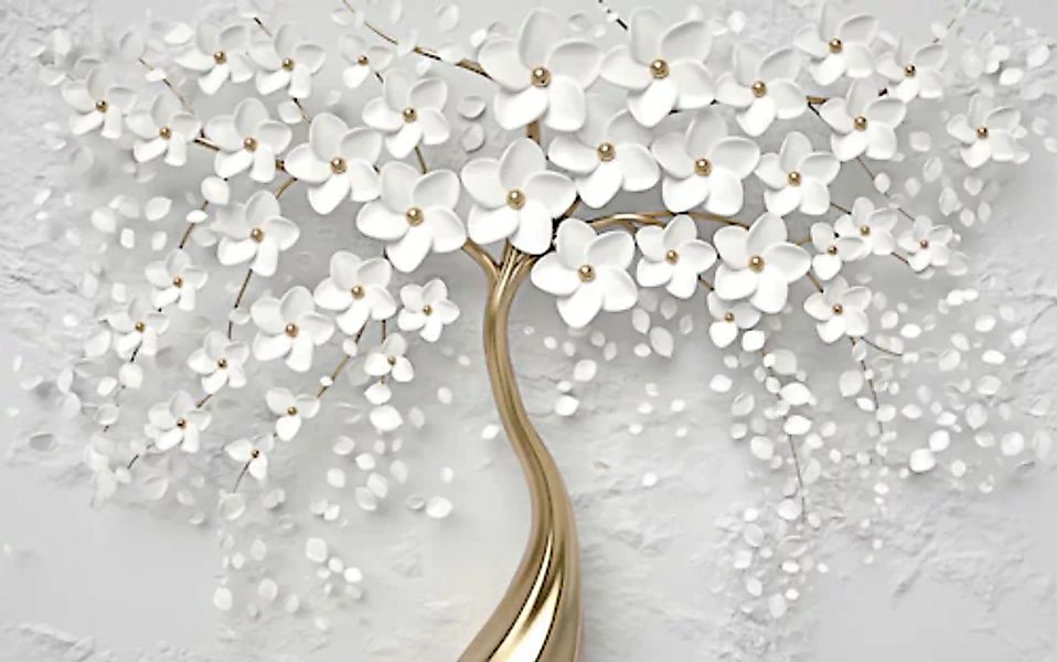 Papermoon Fototapete »Blumen weiß gold« günstig online kaufen