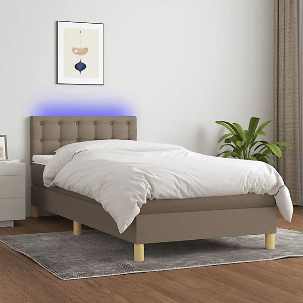 Vidaxl Boxspringbett Mit Matratze & Led Taupe 100x200 Cm Stoff günstig online kaufen