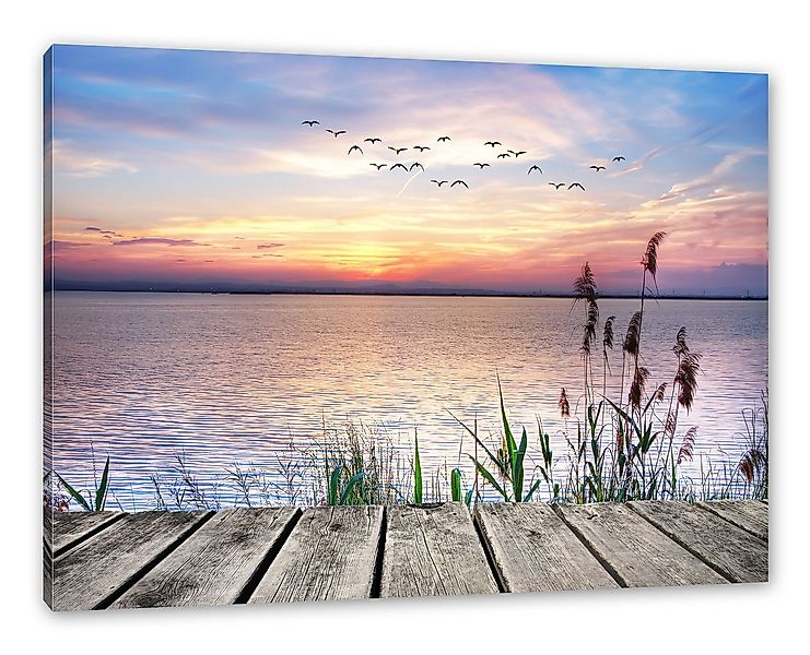 Pixxprint Leinwandbild Steg mit Ausblick aufs Meer, Steg mit Ausblick aufs günstig online kaufen