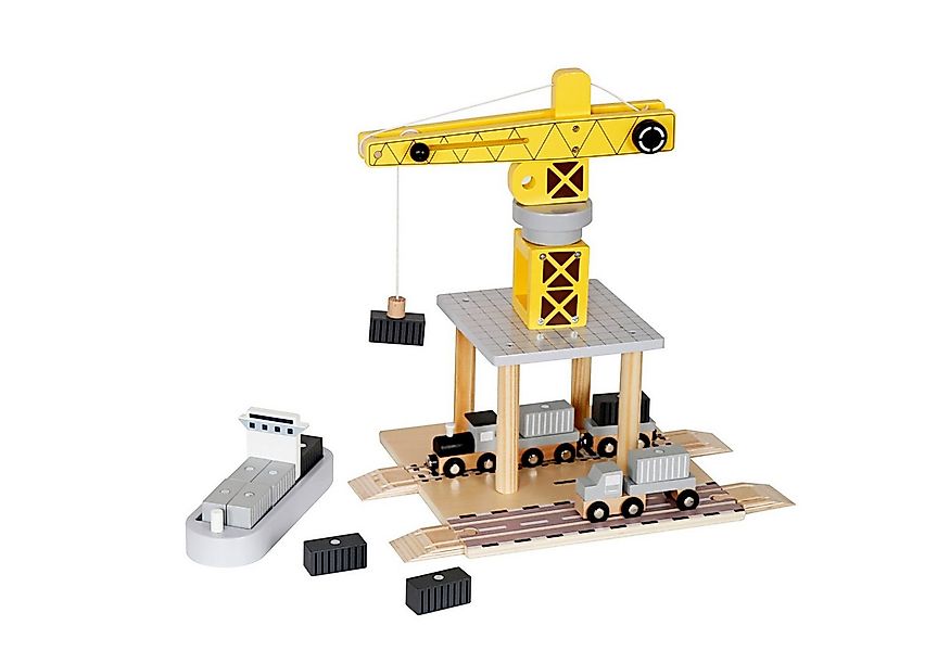 TikTakToo Spielzeug-Kran Baustellen-Set mit Kran aus Holz, (mit LKW, Lok, W günstig online kaufen