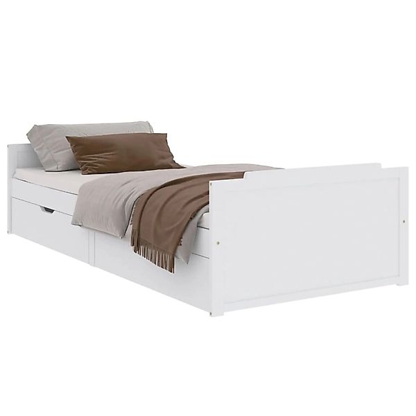 Vidaxl Massivholzbett Mit Schubladen Weiß Kiefer 90x200 Cm günstig online kaufen