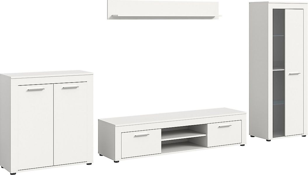 INOSIGN Wohnwand Aosta, Breite 330cm, best. aus Highboard, Lowboard, Wandbo günstig online kaufen