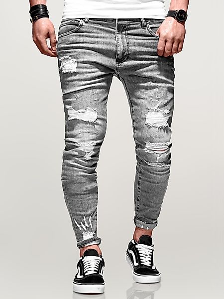 behype Slim-fit-Jeans "Dino", mit tollen Used-Elementen günstig online kaufen