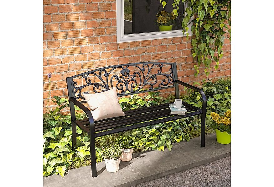 Outsunny Gartenbank Armlehne, wetterfeste Sitzbank, 2 Sitzer (Balkonbank, 1 günstig online kaufen