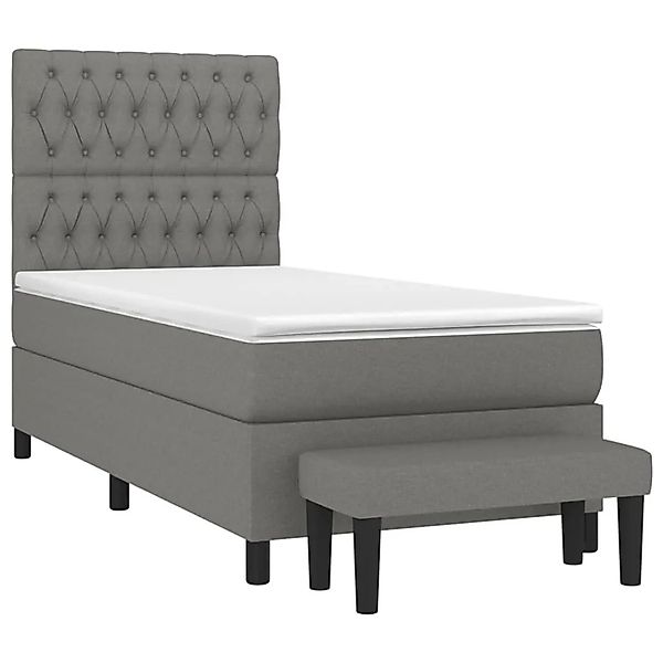 vidaXL Boxspringbett mit Matratze Dunkelgrau 90x190 cm Stoff 3136798 günstig online kaufen