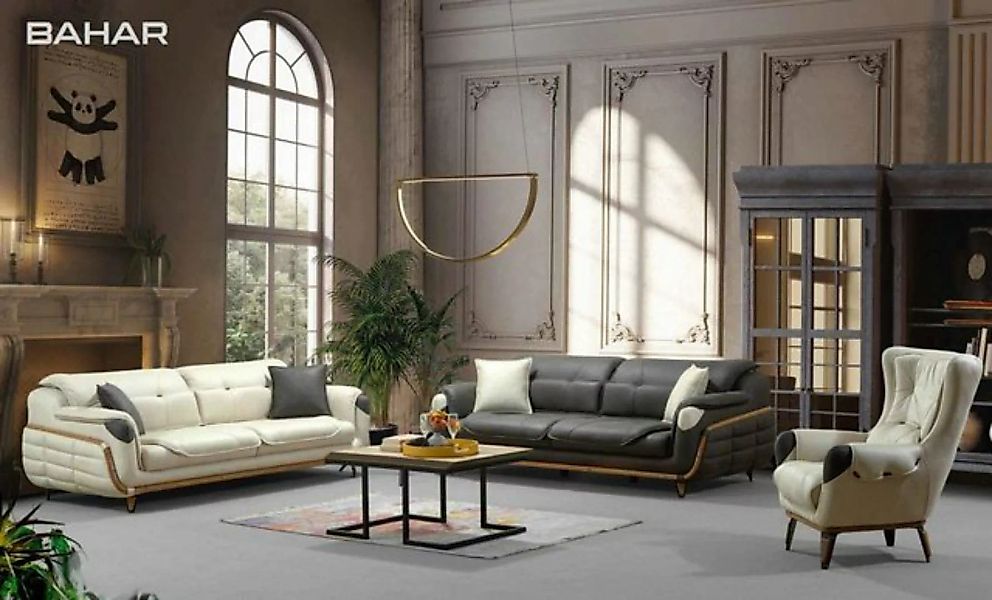 JVmoebel Sofa Designer Sofagarnitur 3+3+1 Sitzer Gruppe Sofa Sessel Sofas 3 günstig online kaufen