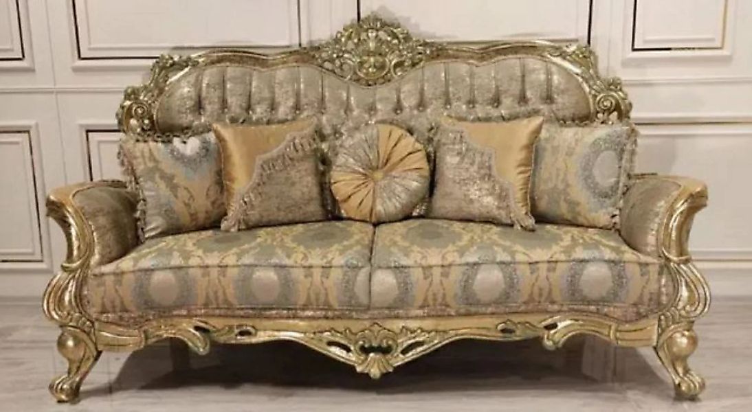 Casa Padrino Sofa Luxus Barock Sofa Gold / Grün / Gold - Prunkvolles Wohnzi günstig online kaufen