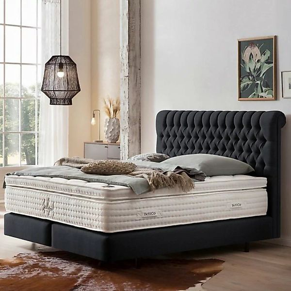 BettCo Boxspringbett Chester (in Schwarz Webstoff, 180 x 200 cm), Chesterfi günstig online kaufen