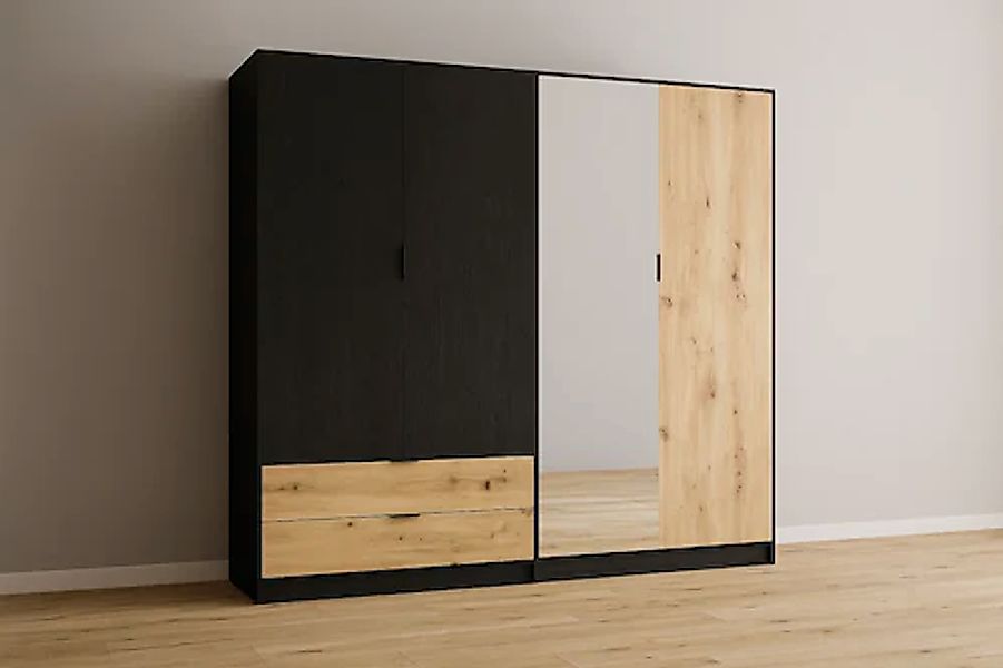 Home affaire Kleiderschrank »PERY mit Spiegel, 2 Schubladen, 4 Fächer und 2 günstig online kaufen