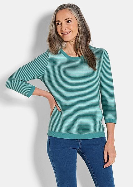 GOLDNER Strickpullover Halbarm Ringelpullover aus Baumwolle günstig online kaufen