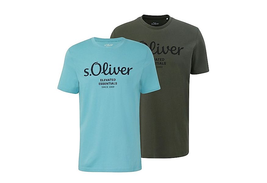 s.Oliver T-Shirt Casual (2-tlg) mit Rundhals-Ausschnitt, kurzarm, Logo-Aufd günstig online kaufen