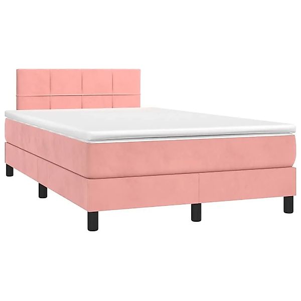 vidaXL Boxspringbett mit Matratze & LED Rosa 120x200 cm Samt 3134398 günstig online kaufen