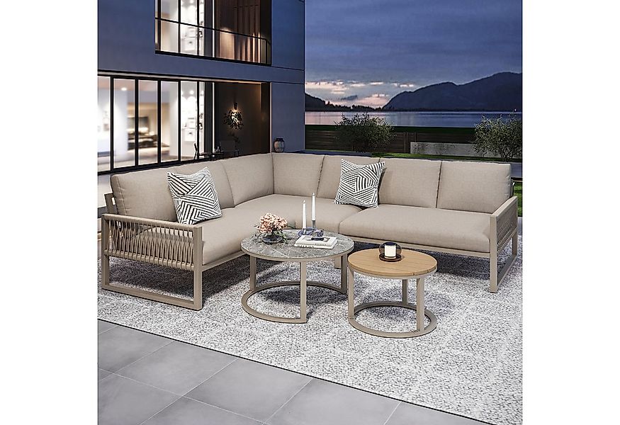 MODFU Gartenlounge-Set Ecksofa mit verzinktem Eisengestell, (Garten-Lounge- günstig online kaufen