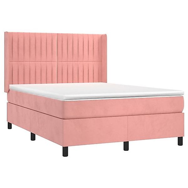 vidaXL Bett Boxspringbett mit Matratze & LED Rosa 140x190 cm Samt günstig online kaufen