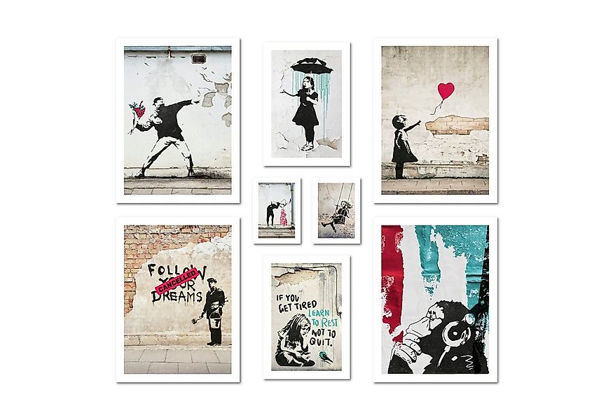 ARTFAVES Bilder-Collage Poster Set - BANKSY STREET ART - Deko Wandbilder sc günstig online kaufen