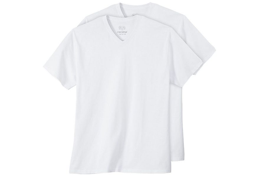 CECEBA V-Shirt Ceceba Übergrößen T-Shirt 2er-Pack weiß V-Neck günstig online kaufen